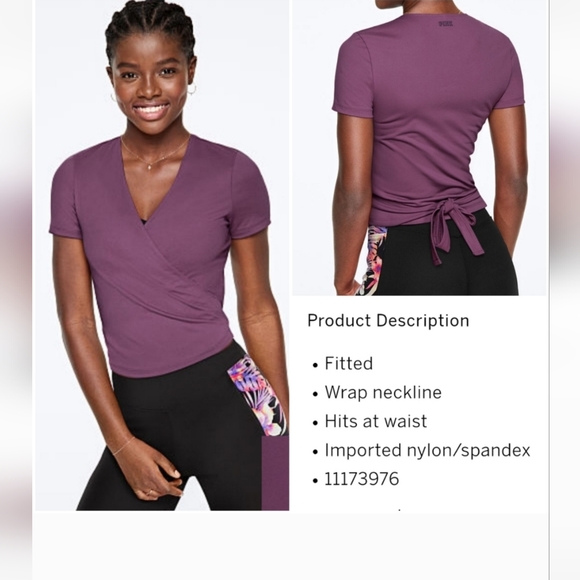 PINK Victoria's Secret Tops - Victoria secret pink ultimate wrap short sleeve top MEDIUM PURPLE